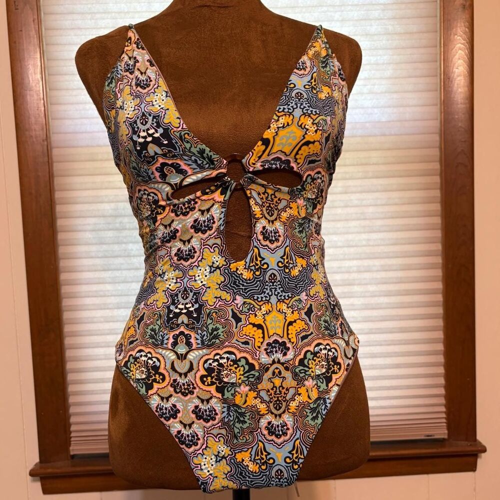 Maaji Boho Festival Rave Psychedelic Printed One Piece Bathing Suit Swimsuit